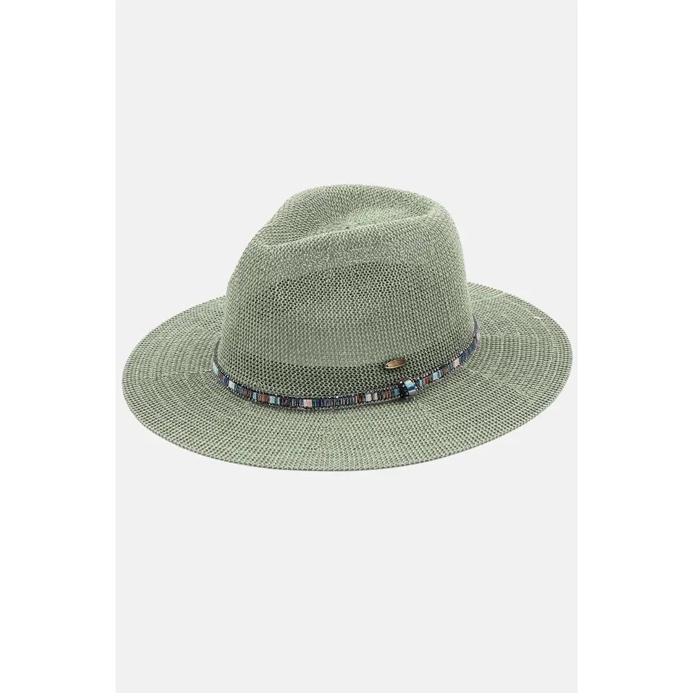 Striped Trim Panama Hat