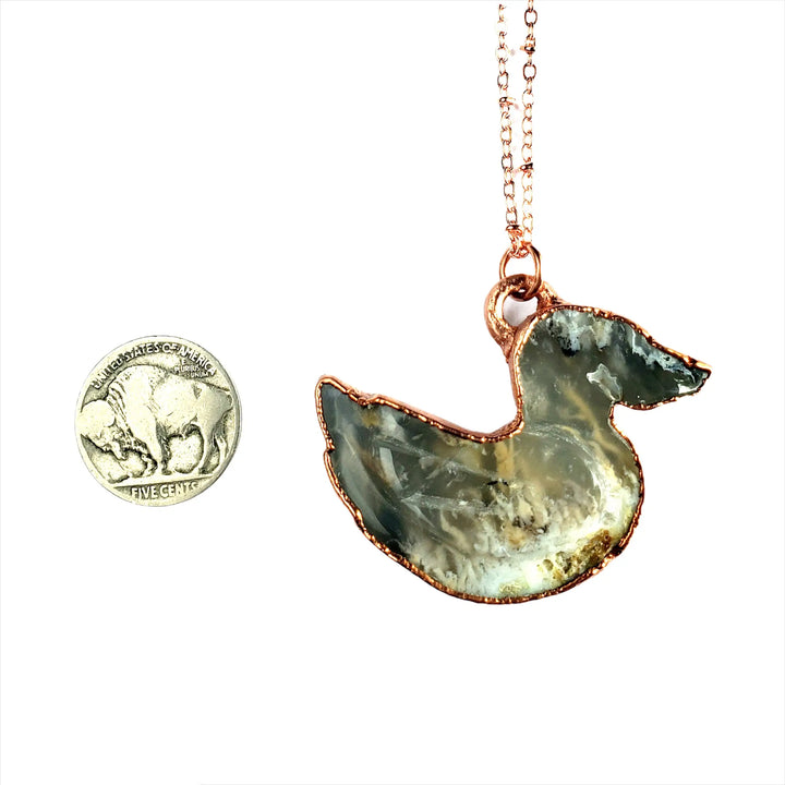 Moss Agate Duck Neckace