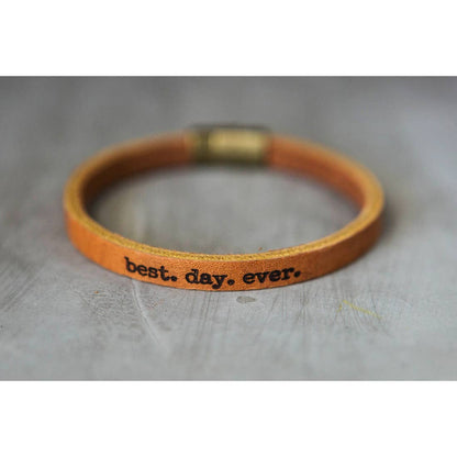 Thin Inspirational Leather Bracelet