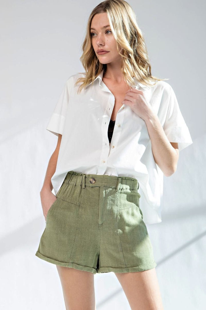 Mineral Washed Linen Shorts