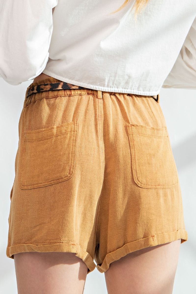 Mineral Washed Linen Shorts