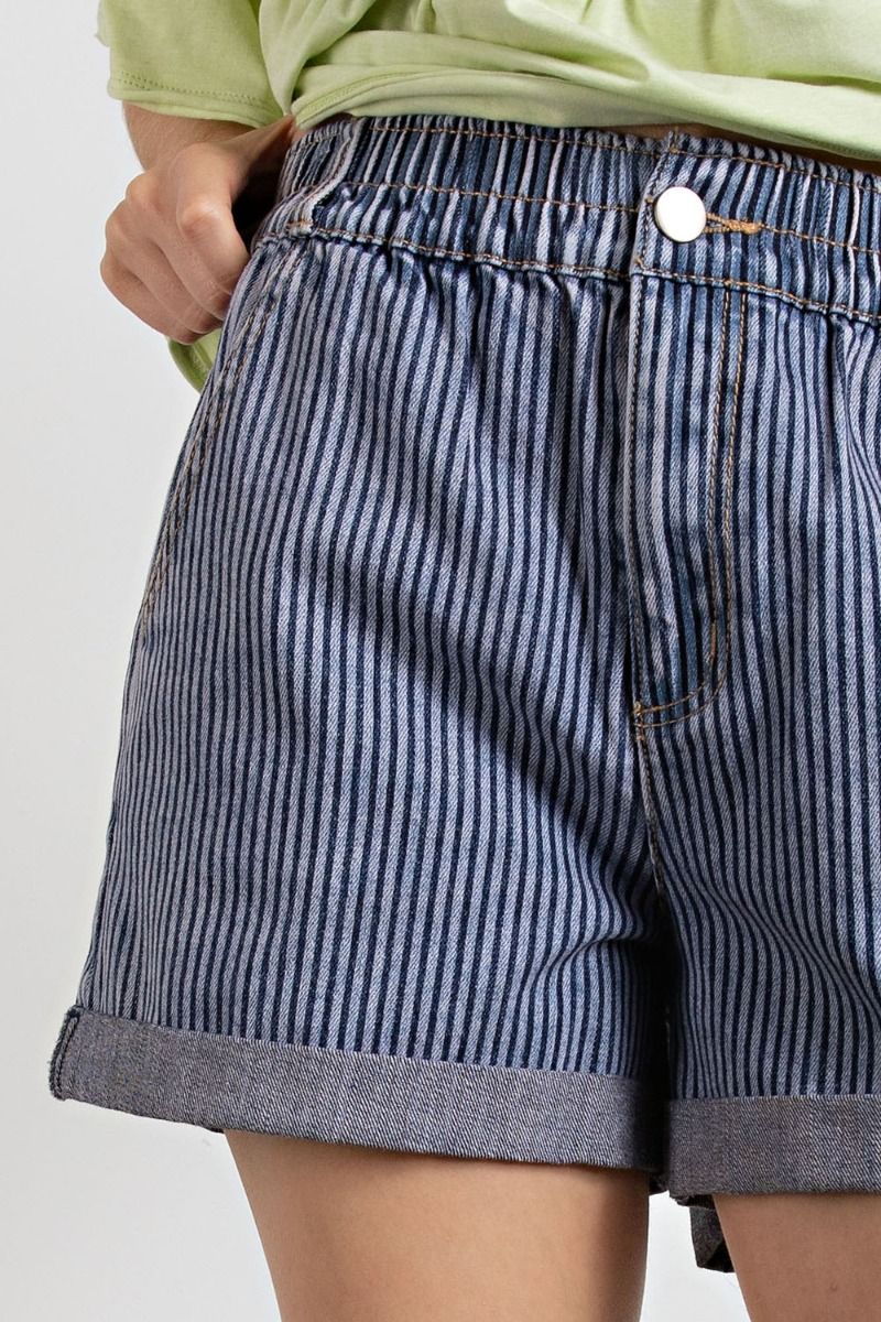 Striped Denim Shorts