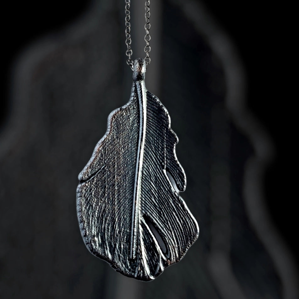 Blackened Crow Feather Necklace