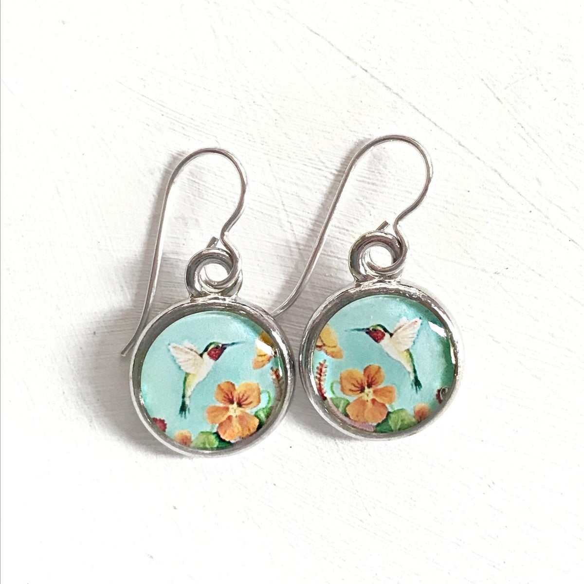 Seed & Sky Blue Hummingbird Earrings