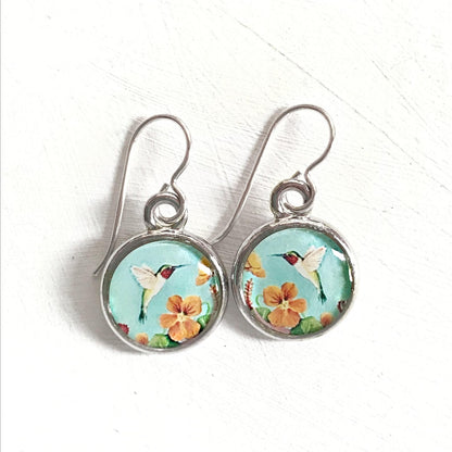 Seed & Sky Blue Hummingbird Earrings