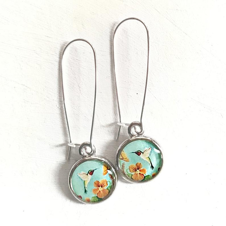 Seed & Sky Blue Hummingbird Earrings