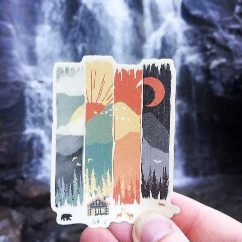 4 Seasons Mountain Weather Sticker – Charmed Boutique