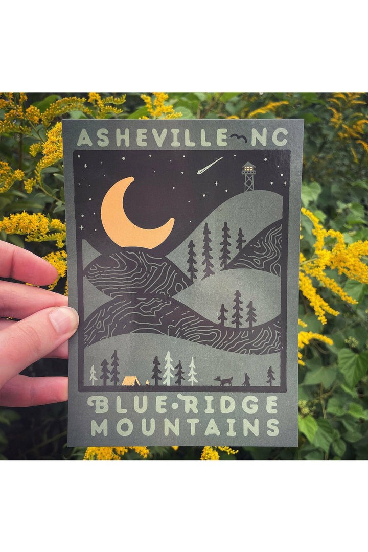 Blue Ridge Mountains 'Night' Large Postcard
