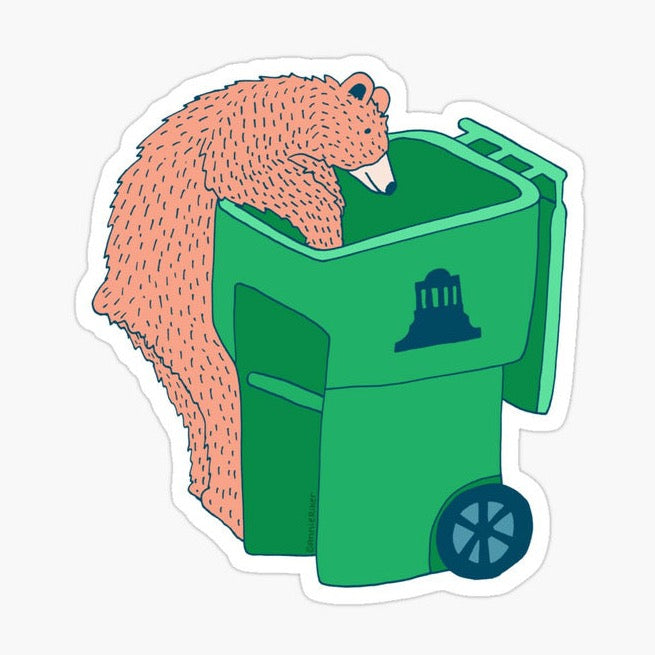 Bear In Trashcan Sticker